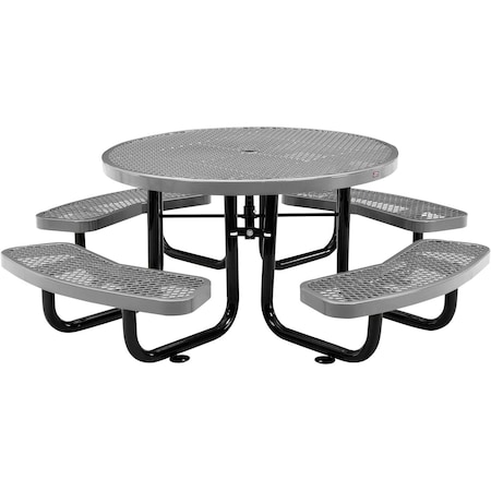 Global Industrial Round Kids Picnic Table, Gray, Expanded Metal, 46 in L, 24-1/2 in H Overall 277150KGY